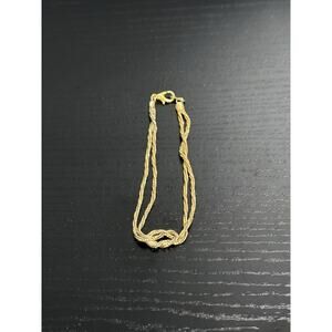 Vintage Gold Plated 7.5" 3mm Multi-Strand Twisted Rope Bracelet w/ Lobster Clasp